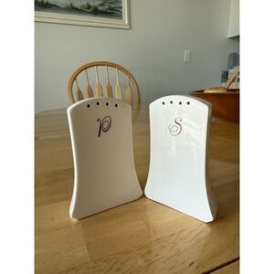 Nikko Company Japan Ceramic Salt‎ and Pepper Shakers White Floral Pink Iris Set